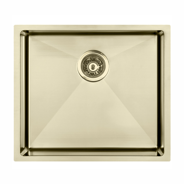 Atlas Handmade Single Bowl Kitchen Sink in Brushed Gold 550 x 450 x 250mm