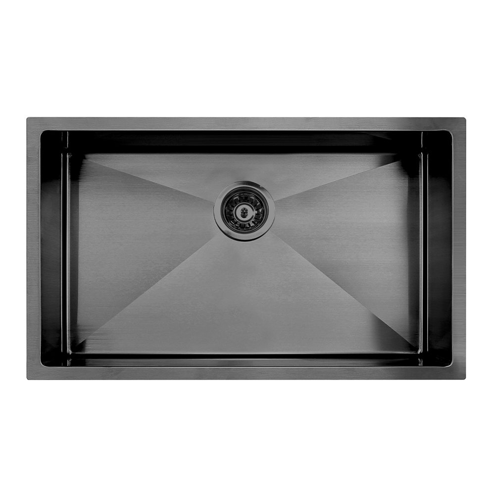 Atlas Handmade Single Bowl Kitchen Sink in Gunmetal Black 700 x 400 x 190mm BKS-HA7040-BLK