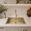 Atlas Handmade Single Bowl Kitchen Sink in Brushed Gold 700 x 400 x 190mm