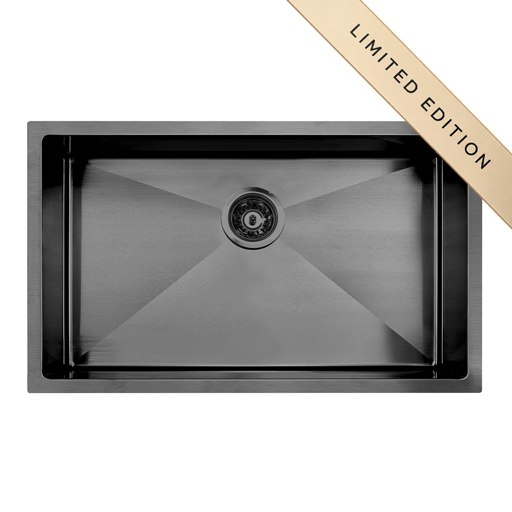 Atlas Handmade Single Bowl Kitchen Sink in Gunmetal Black 700 x 400 x 190mm BKS-HA7040D-BLK