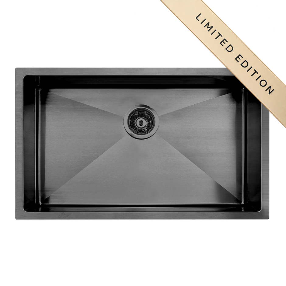 Atlas Handmade Single Bowl Kitchen Sink in Gunmetal Black 700 x 400 x 190mm BKS-HA7040D-BLK