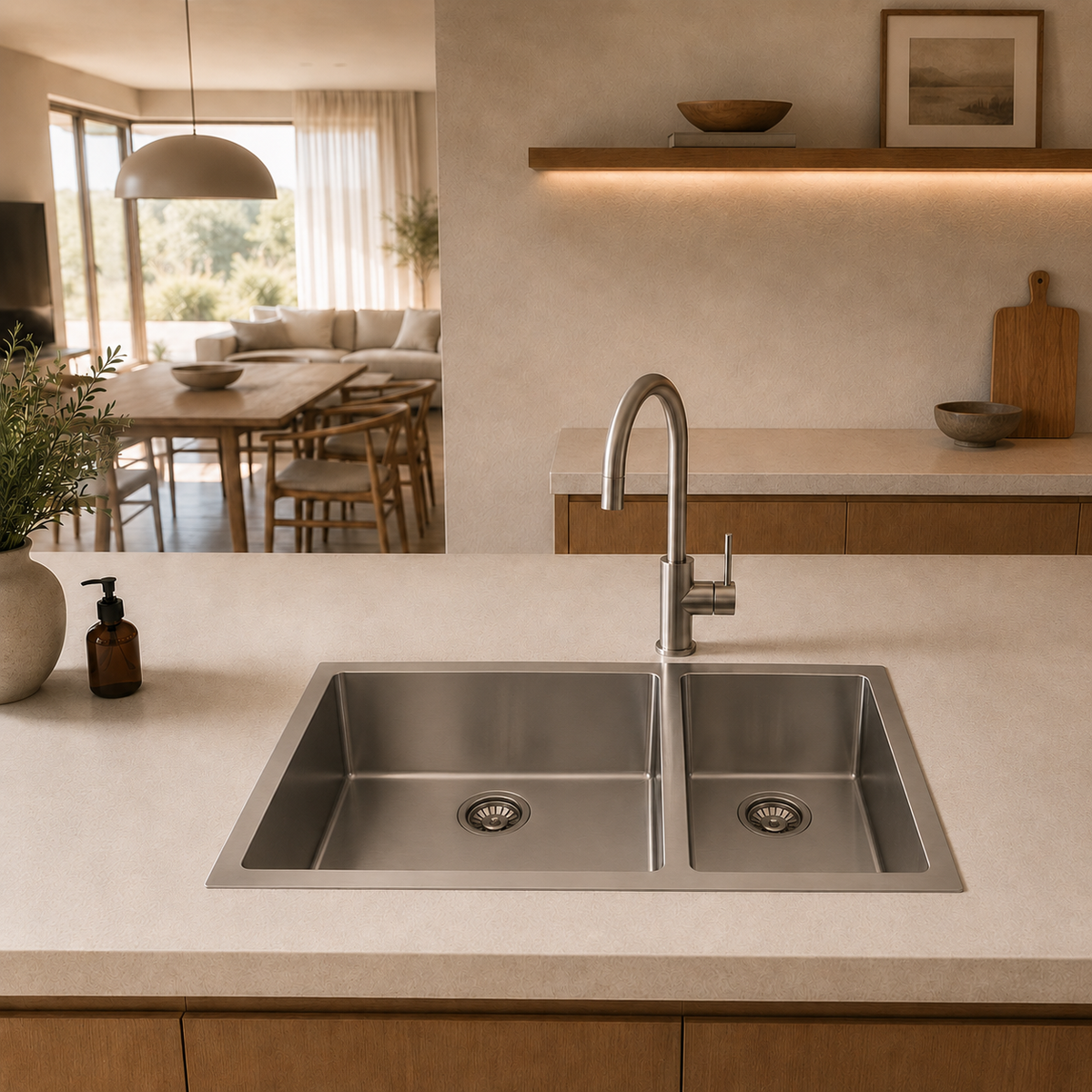 Atlas Handmade One and Half Bowl Kitchen Sink