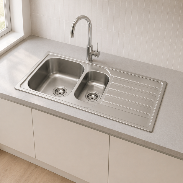 Top Mount Prague One and a Half Pressed Kitchen Sink
