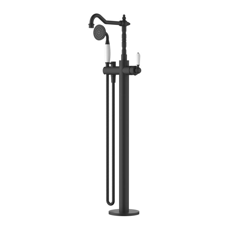 Bordeaux Freestanding Bath Mixer with Hand Shower - matte-black