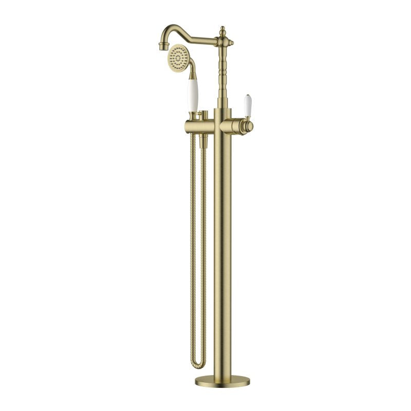 Bordeaux Freestanding Bath Mixer with Hand Shower - brushed-bronze