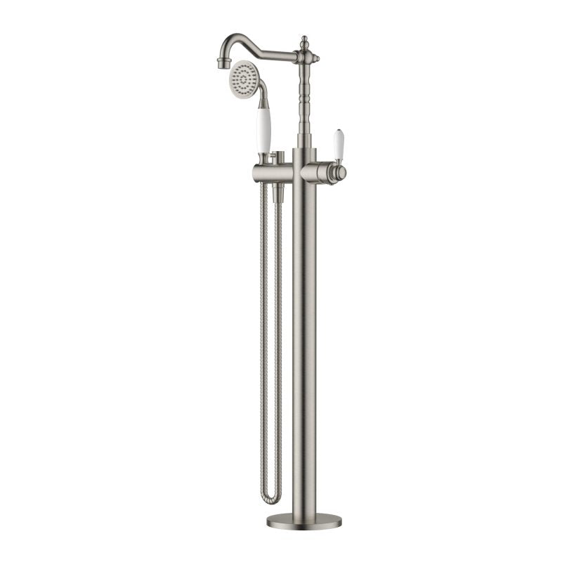 Bordeaux Freestanding Bath Mixer with Hand Shower - brushed-nickel