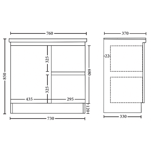 Siena 750mm Slimline Vanity