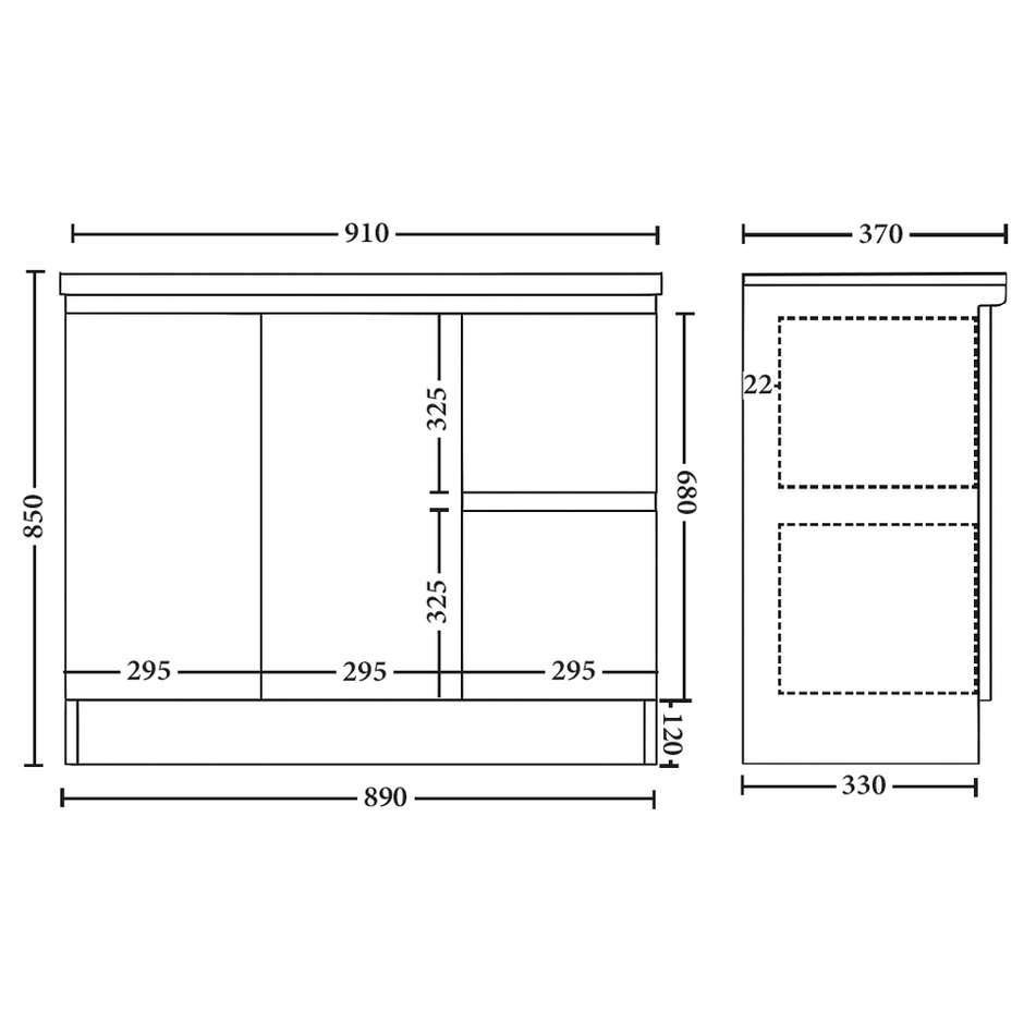 Siena 900mm Slimline Vanity
