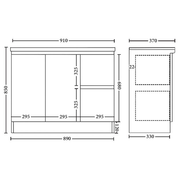 Siena 900mm Slimline Vanity