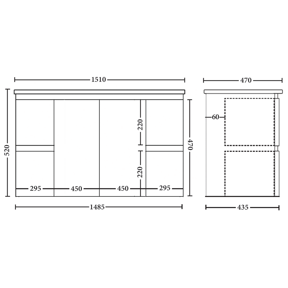 Capri 1500mm Wall Hung Vanity