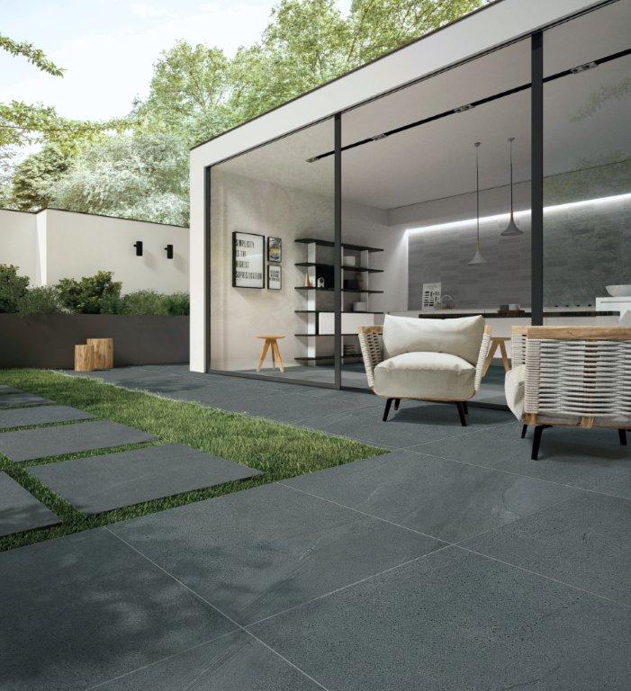 Baystone Silver Porcelain Tiles in a room setting