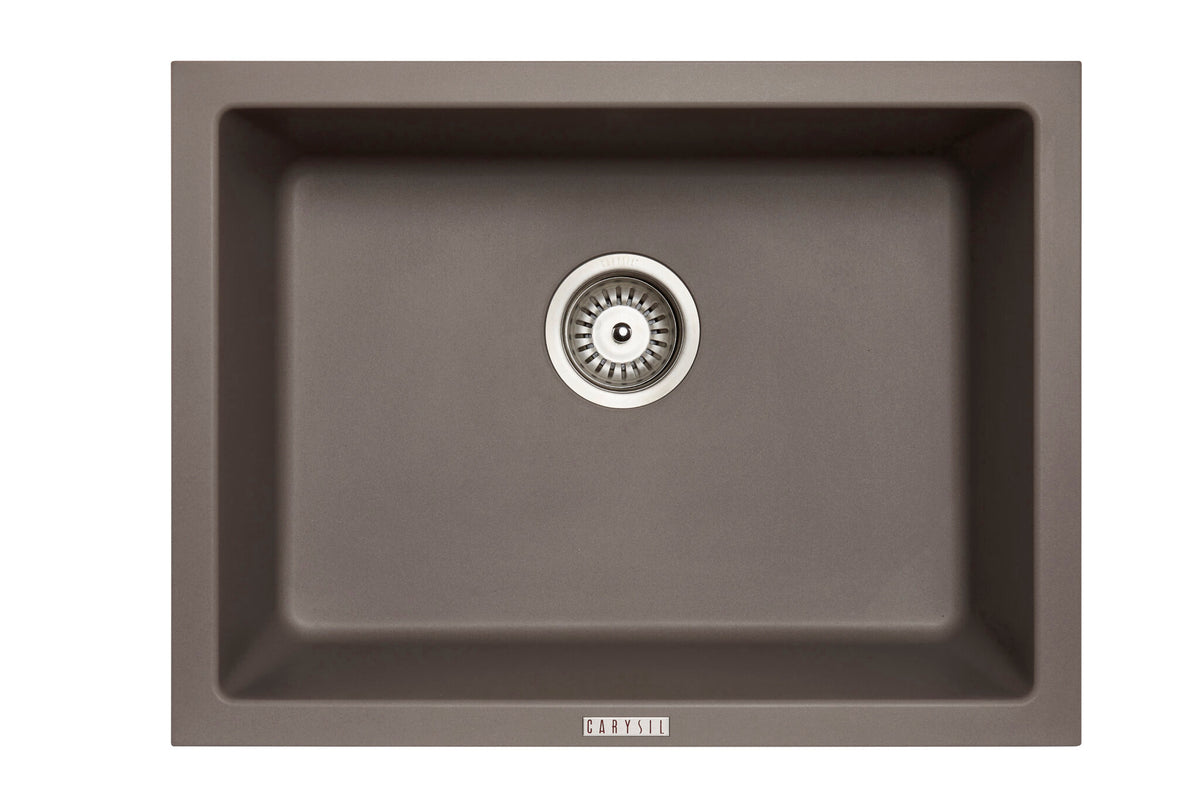 Navona Big Bowl Single Bowl Granite Sink 610 x 457 x 205mm Concrete Grey