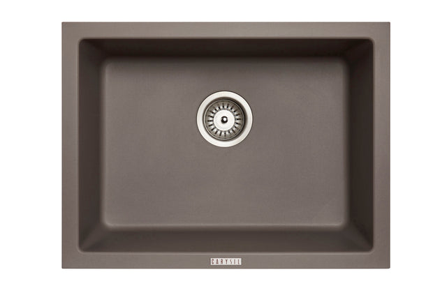 Navona Big Bowl Single Bowl Granite Sink 610 x 457 x 205mm Concrete Grey