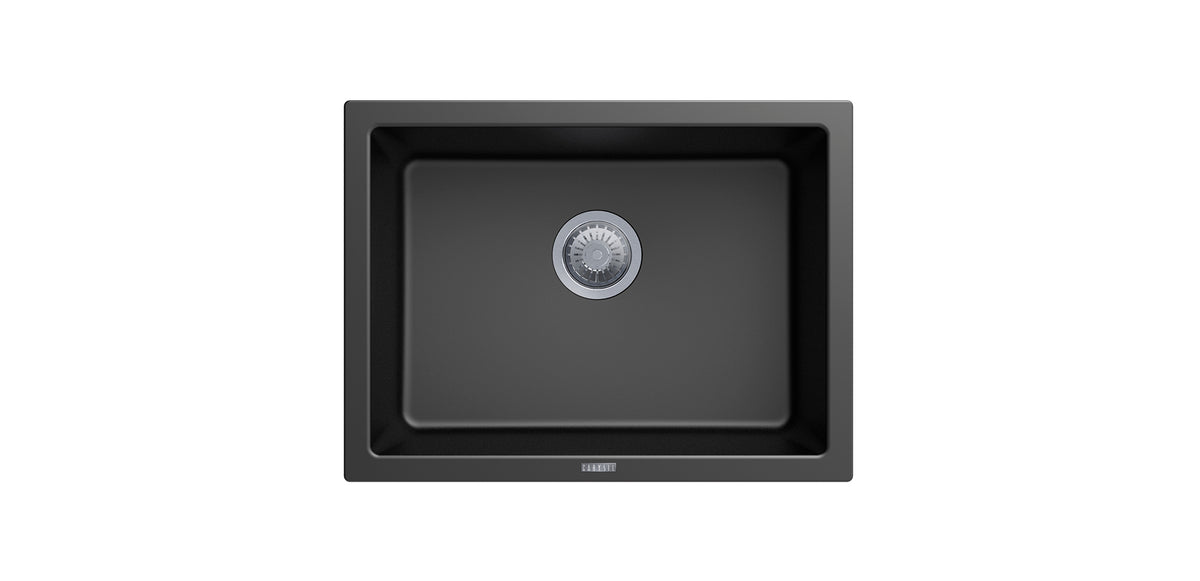 Navona Big Bowl Single Bowl Granite Sink 610 x 457 x 205mm Deep Black