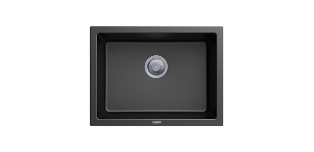 Navona Big Bowl Single Bowl Granite Sink 610 x 457 x 205mm Deep Black