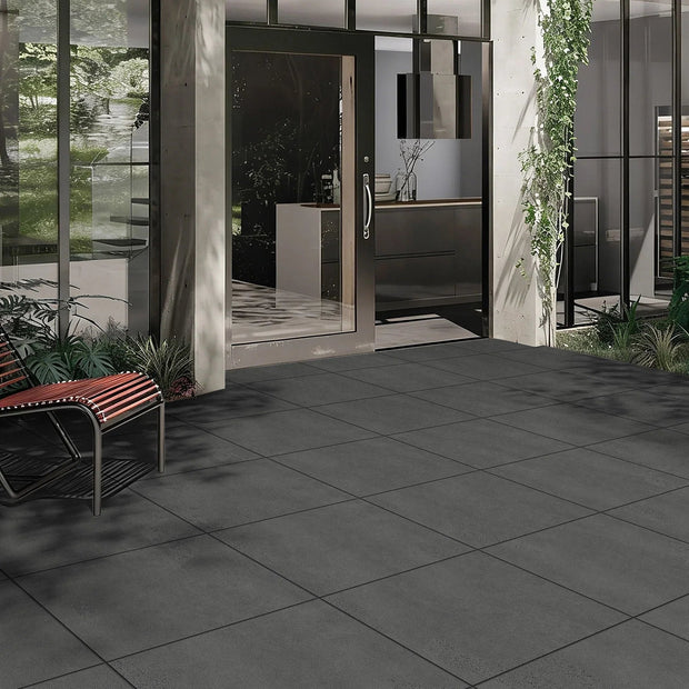 Bluestone Grey Porcelain Tiles in a room setting