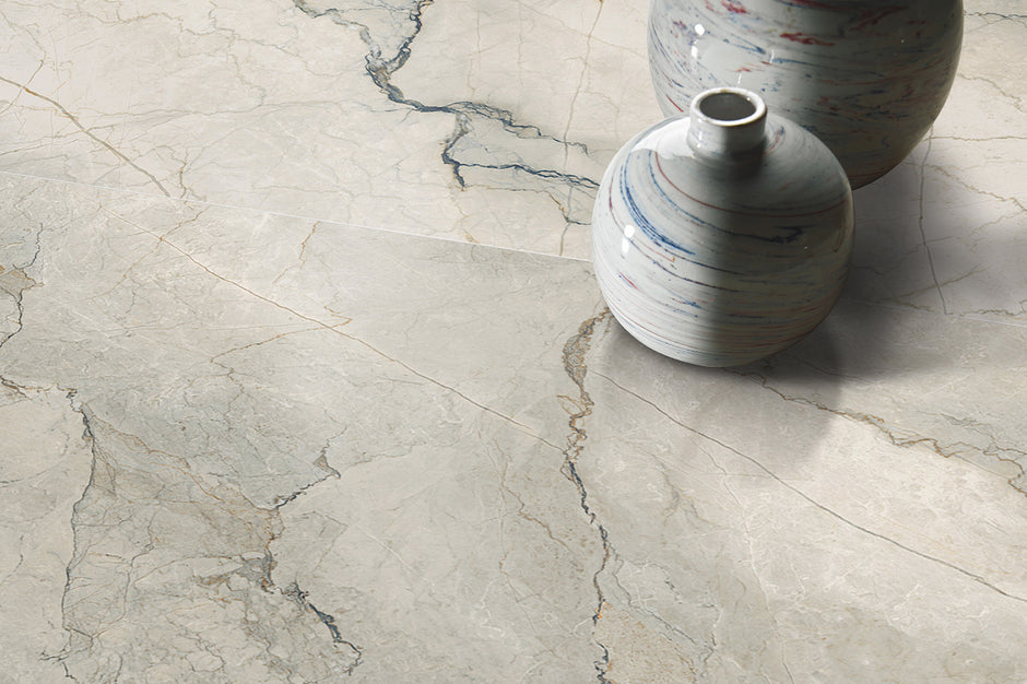 Bolgheri Gardenia Stone Porcelain Tiles in a room setting