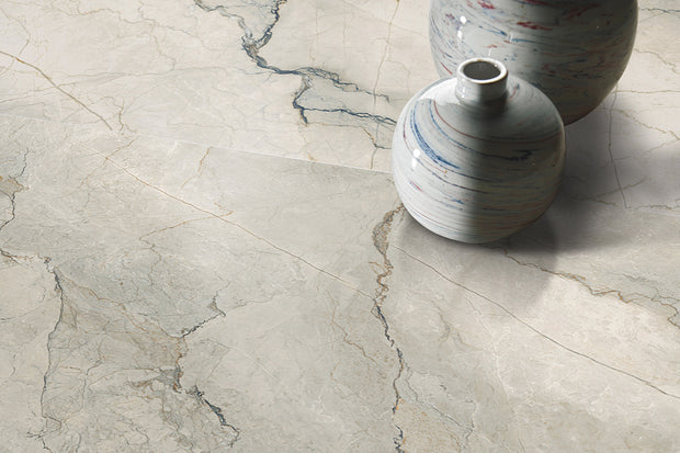 Bolgheri Gardenia Stone Porcelain Tiles in a room setting