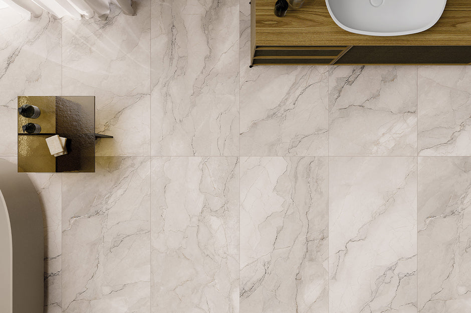Bolgheri Lotus Stone Porcelain Tiles in a room setting