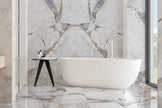 Wonderland Bright Precious Marble Look Porcelain Tiles in a room setting