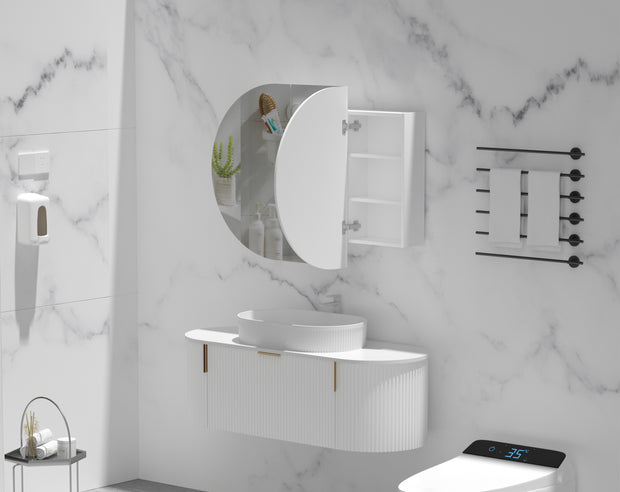 Navona Carysil Mystic Oval Shaving Cabinet 1200 x 750mm Matte White