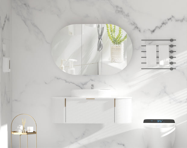 Navona Carysil Mystic Oval Shaving Cabinet 1200 x 750mm Matte White