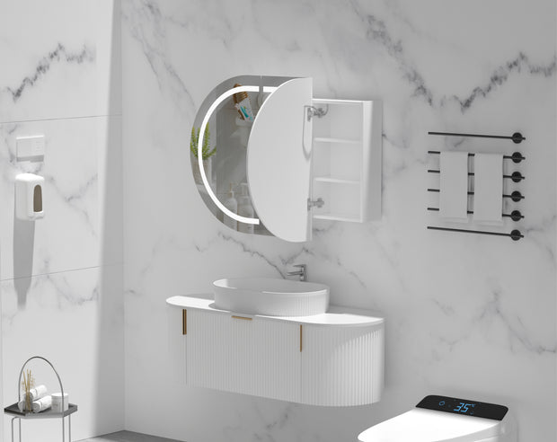 Navona Carysil Mystic Oval LED Shaving Cabinet 1200 x 750mm Matte White