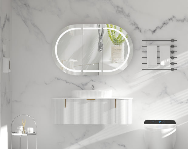 Navona Carysil Mystic Oval LED Shaving Cabinet 1200 x 750mm Matte White