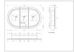 Navona Carysil Mystic Oval LED Shaving Cabinet 1200 x 750mm technical drawing
