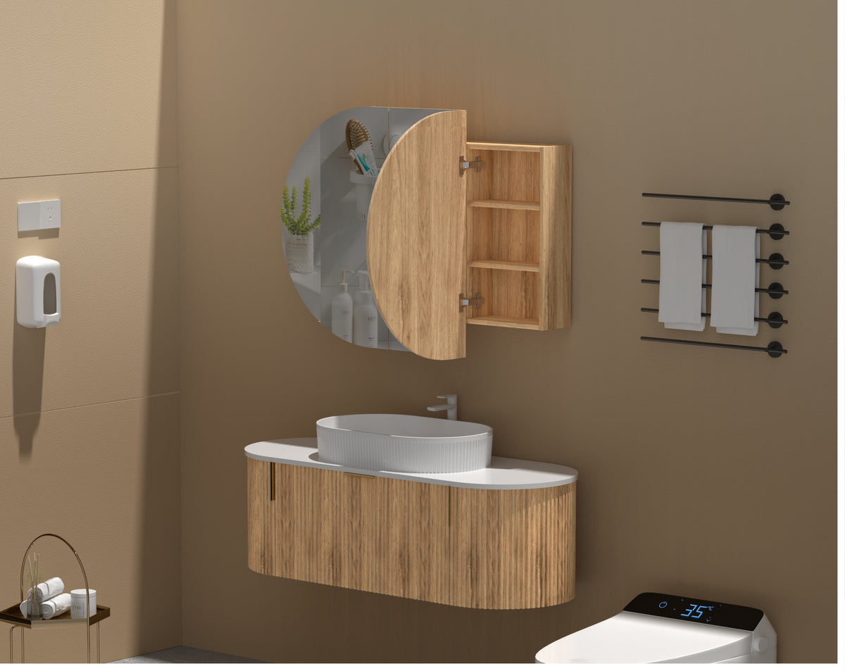 Navona Carysil Mystic Oval Shaving Cabinet 1200 x 750mm Walnut