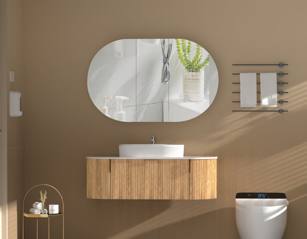 Navona Carysil Mystic Oval Shaving Cabinet 1200 x 750mm Walnut