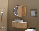Navona Carysil Mystic Oval LED Shaving Cabinet 1200 x 750mm Walnut