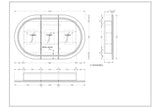 Navona Carysil Mystic Oval LED Shaving Cabinet 1200 x 750mm technical drawing