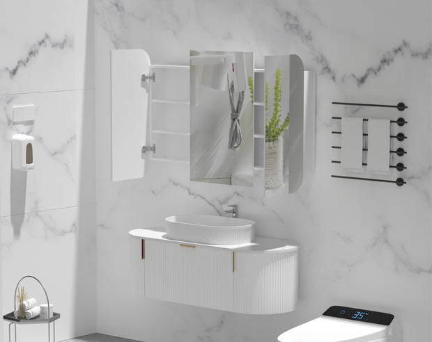 Navona Carysil Grand Rounded Rectangle Shaving Cabinet 1200 x 800mm Matte White