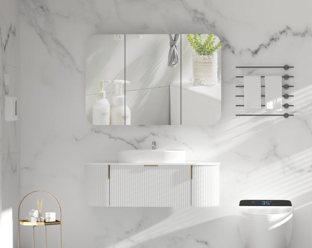 Navona Carysil Grand Rounded Rectangle Shaving Cabinet 1200 x 800mm Matte White