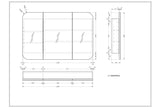 Navona Carysil Grand Rounded Rectangle Shaving Cabinet 1200 x 800mm technical drawing