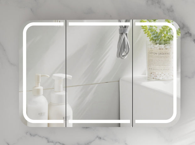 Navona Carysil Grand Rounded Rectangle LED Shaving Cabinet 1200 x 800mm Matte White