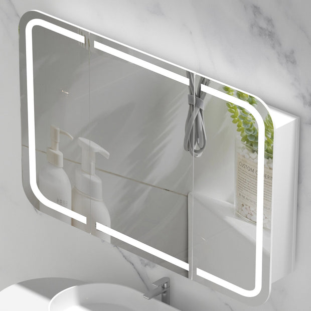 Navona Carysil Grand Rounded Rectangle LED Shaving Cabinet 1200 x 800mm Matte White