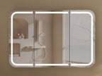 Navona Carysil Grand Rounded Rectangle LED Shaving Cabinet 1200 x 800mm Walnut