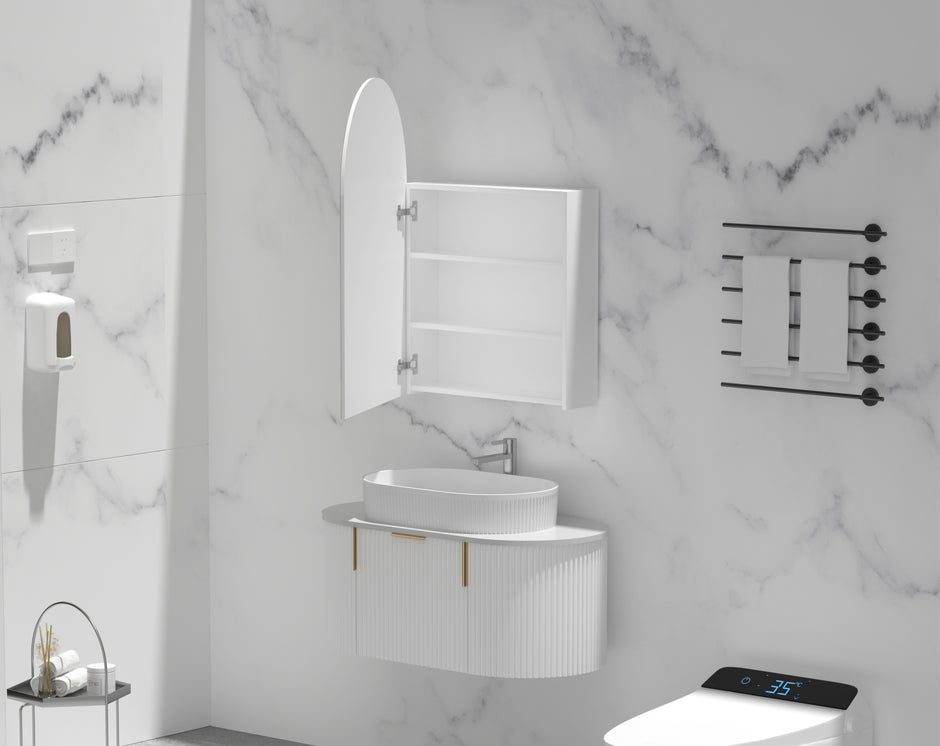 Navona Carysil Imperial Arch Shaving Cabinet 600 x 900mm Matte White