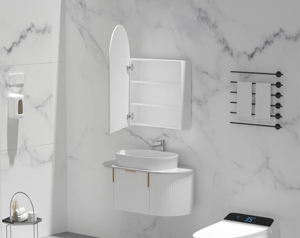 Navona Carysil Imperial Arch Shaving Cabinet 600 x 900mm Matte White