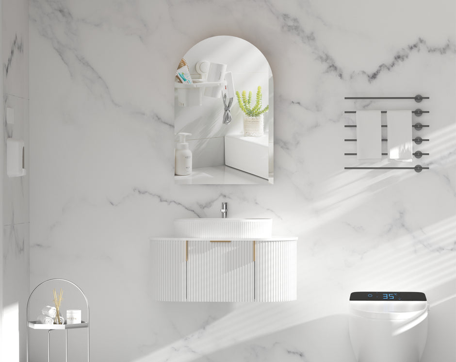 Navona Carysil Imperial Arch Shaving Cabinet 600 x 900mm Matte White