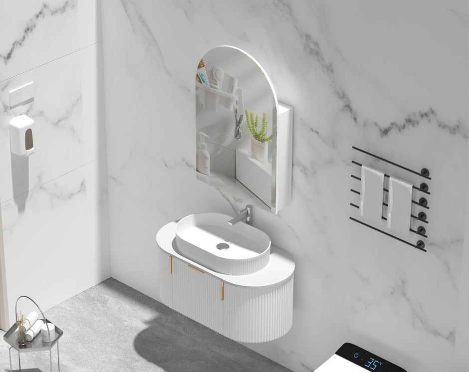 Navona Carysil Imperial Arch Shaving Cabinet 600 x 900mm Matte White