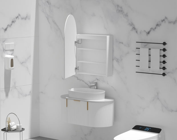 Navona Carysil Imperial Arch LED Shaving Cabinet 600 x 900mm Matte White