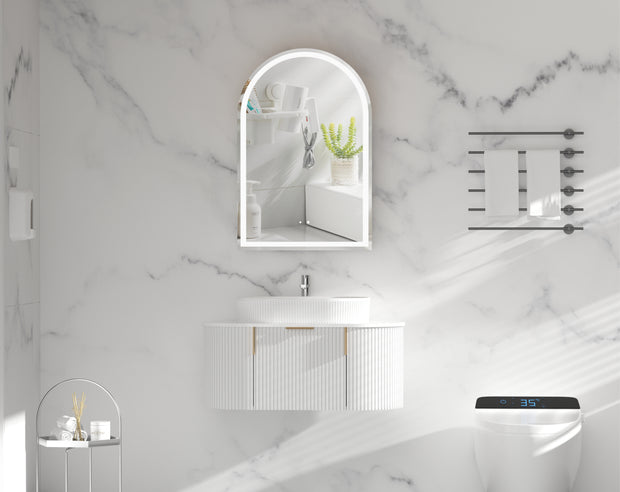 Navona Carysil Imperial Arch LED Shaving Cabinet 600 x 900mm Matte White