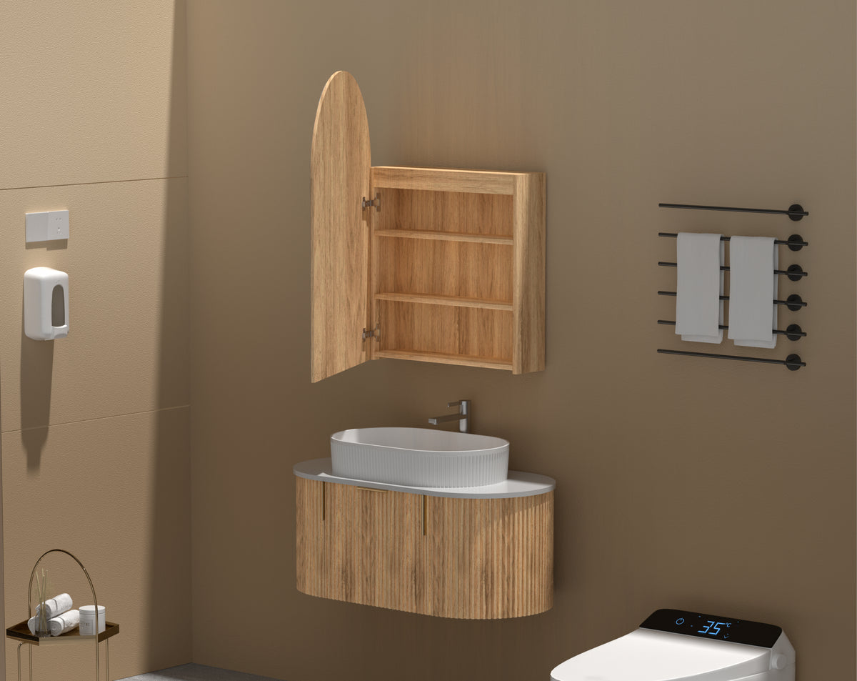 Navona Carysil Imperial Arch Shaving Cabinet 600 x 900mm Walnut