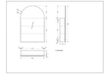 Navona Carysil Imperial Arch Shaving Cabinet 600 x 900mm technical drawing