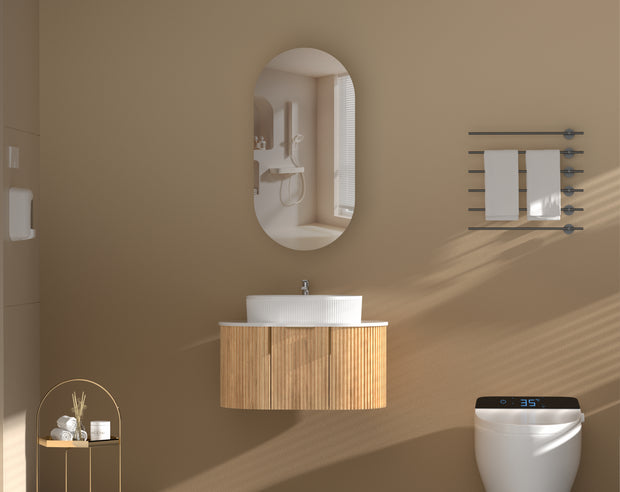 Navona Carysil Noble Oval Shaving Cabinet 450 x 900mm Walnut