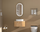 Navona Carysil Noble Oval LED Shaving Cabinet 450 x 900mm Walnut