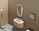 Navona Carysil Noble Oval LED Shaving Cabinet 450 x 900mm Walnut